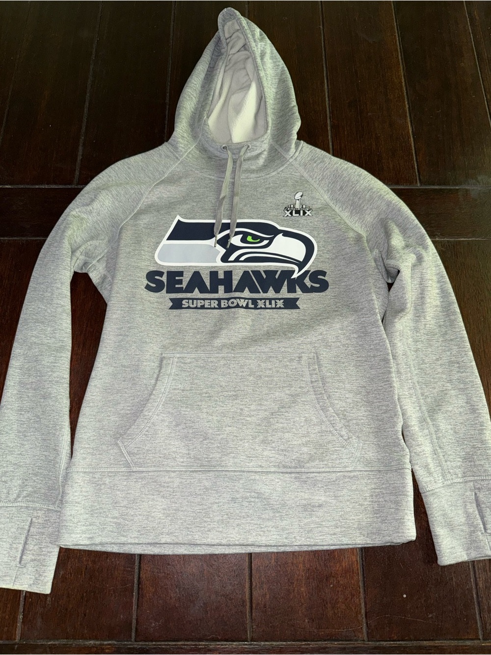 Nike Seattle Seahawks Gray Crewneck Sweatshirt with Navy & Green Seahawks Logo